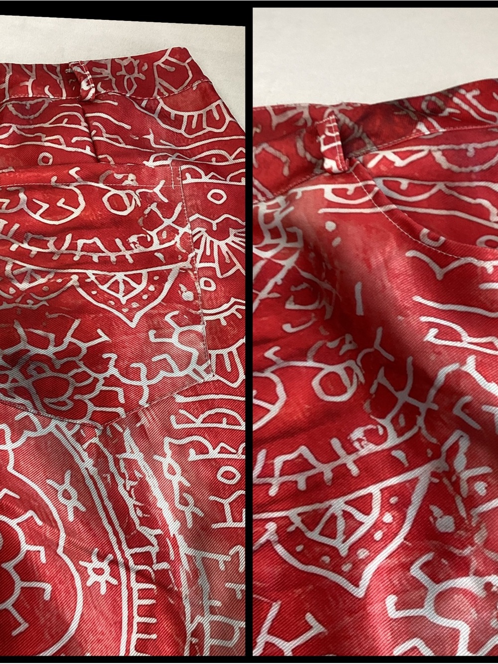 Red Paisley Wide-Leg Jeans.60 - Picture 6 of 6